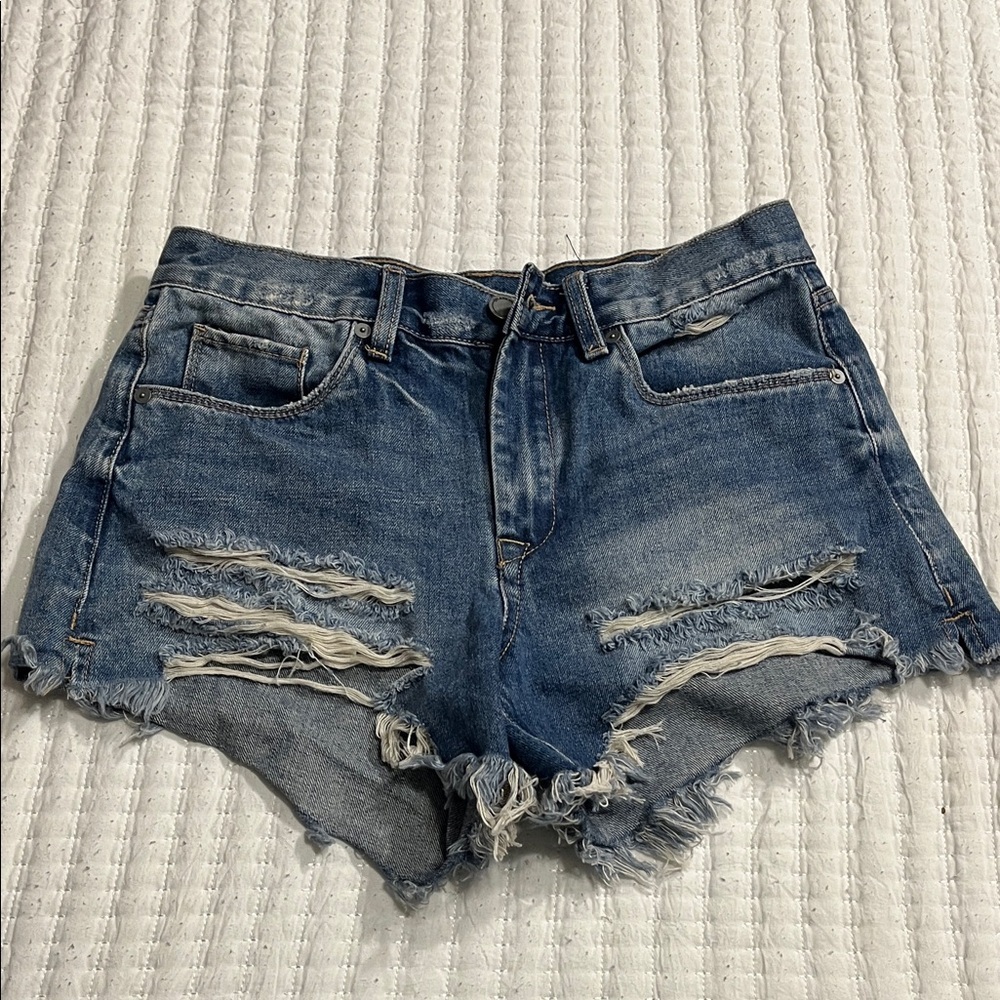 Blank NYC Ripped Blue Jean Shorts